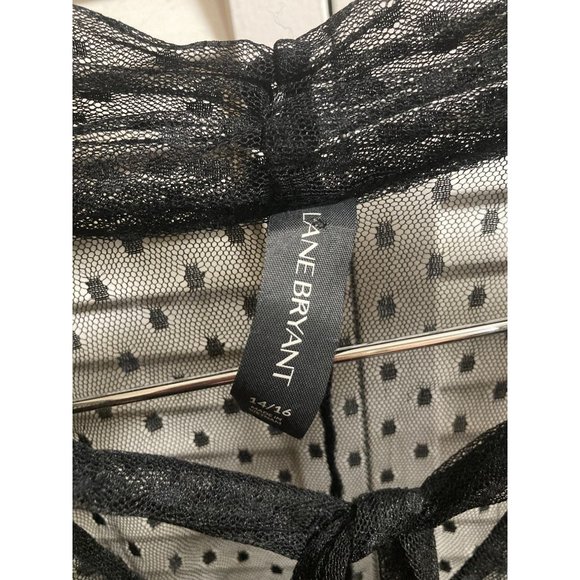 Lane Bryant Black Transparent Polka Dot Lace Mock Neck Top Overshirt Size 14/16 - Picture 5 of 5